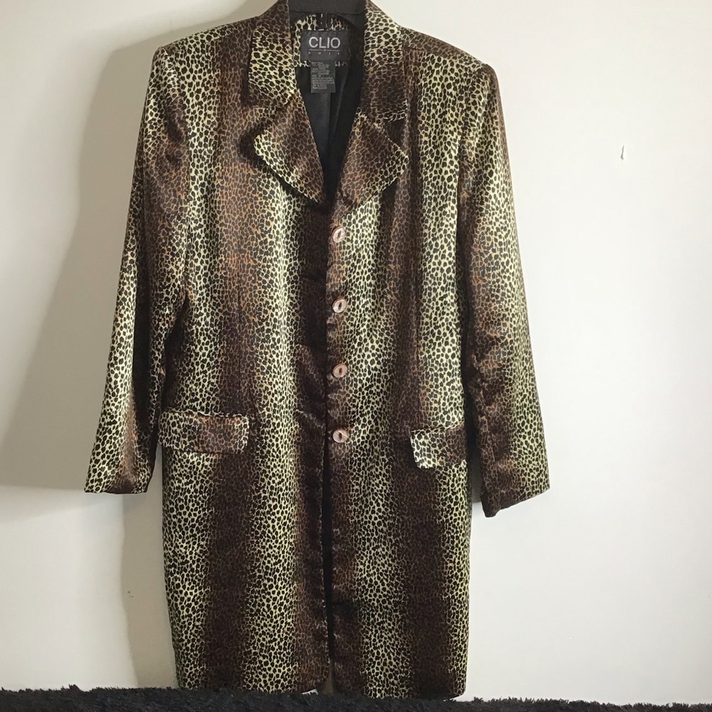 Clio 2 Leopard Print Long Line Blazer    Brown, Black and Cream size 14